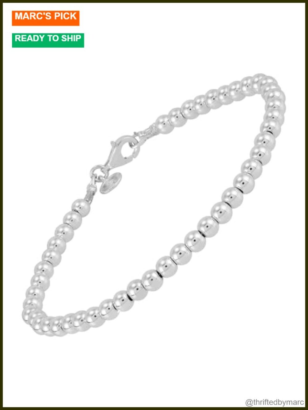 Sterling Silver Plated Hematite Beaded Strand Bracelet with Lobster Clasp